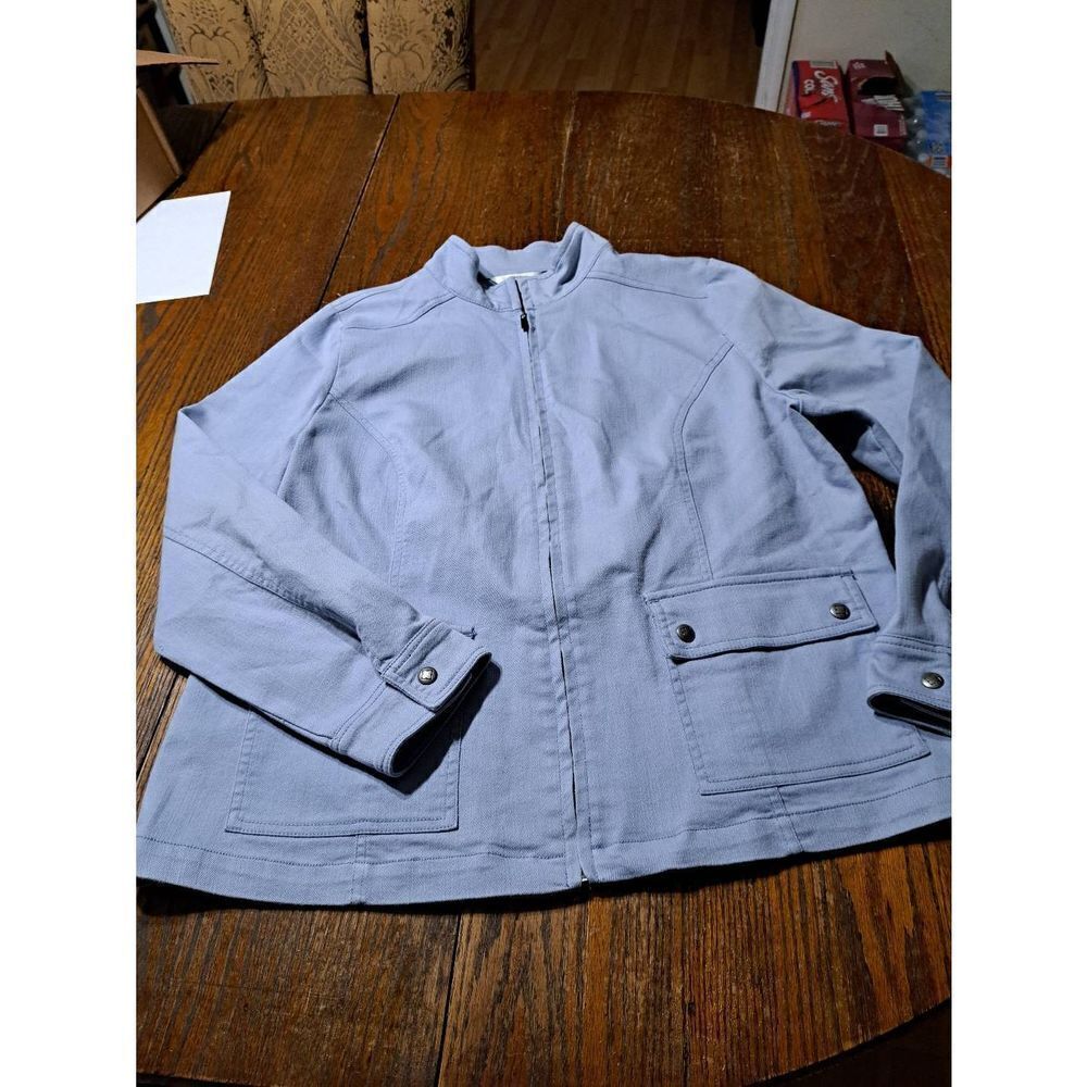 XL Liz Claiborne Long Sleeve Denim Light Blue Jean Jacket Zip with Pockets